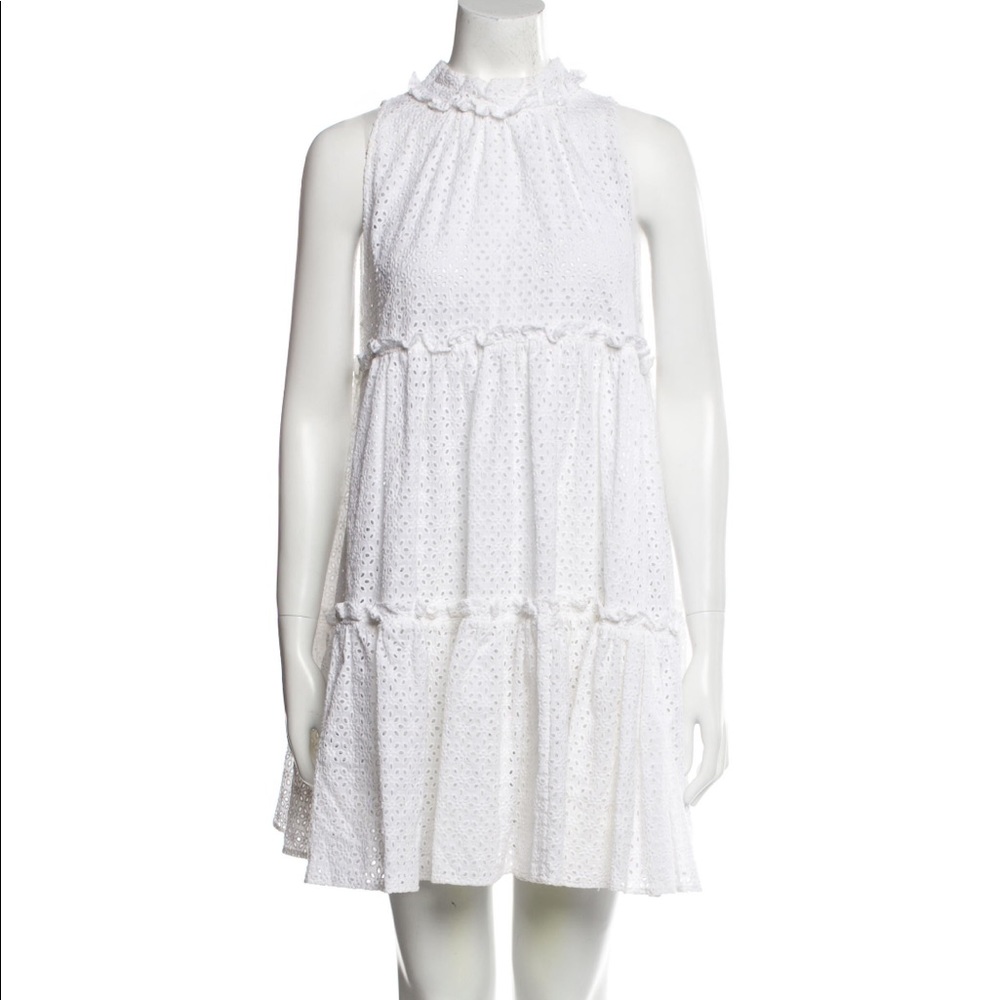 Lisa Marie Fernandez White Floral Eyelet Halter Dress
